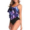 imageAmerican Trends High Waisted Tankini Swimsuits for Women Flounce Top Tummy Control Bathing Suits23 Star Patternblack
