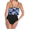 imageAmerican Trends High Waisted Tankini Swimsuits for Women Flounce Top Tummy Control Bathing Suits24 Bluewhite Flower