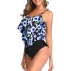imageAmerican Trends High Waisted Tankini Swimsuits for Women Flounce Top Tummy Control Bathing Suits24 Bluewhite Flower