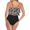 imageAmerican Trends High Waisted Tankini Swimsuits for Women Flounce Top Tummy Control Bathing Suits25 Leopard Topblack