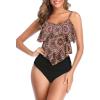 imageAmerican Trends High Waisted Tankini Swimsuits for Women Flounce Top Tummy Control Bathing Suits26 Coffee Flowerblack