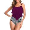 imageAmerican Trends High Waisted Tankini Swimsuits for Women Flounce Top Tummy Control Bathing Suits27 Winegreen Floral