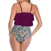 imageAmerican Trends High Waisted Tankini Swimsuits for Women Flounce Top Tummy Control Bathing Suits27 Winegreen Floral