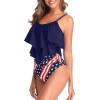 imageAmerican Trends High Waisted Tankini Swimsuits for Women Flounce Top Tummy Control Bathing Suits28 American Flag