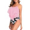 imageAmerican Trends High Waisted Tankini Swimsuits for Women Flounce Top Tummy Control Bathing Suits29 Pinkrose Print