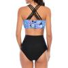 imageAmerican Trends High Waisted Tankini Swimsuits for Women Flounce Top Tummy Control Bathing SuitsBlue Printed