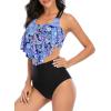imageAmerican Trends High Waisted Tankini Swimsuits for Women Flounce Top Tummy Control Bathing SuitsBlue Printed