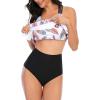 imageAmerican Trends High Waisted Tankini Swimsuits for Women Flounce Top Tummy Control Bathing SuitsRainbow Feather