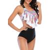 imageAmerican Trends High Waisted Tankini Swimsuits for Women Flounce Top Tummy Control Bathing SuitsRainbow Feather