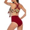 imageAmerican Trends High Waisted Tankini Swimsuits for Women Flounce Top Tummy Control Bathing SuitsSunflower