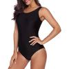 imageAmerican Trends One Piece Swimsuit Women Criss Cross Back Color Block Print Bathing Suits Athletic Modest SwimwearB Black