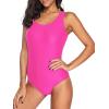 imageAmerican Trends One Piece Swimsuit Women Criss Cross Back Color Block Print Bathing Suits Athletic Modest SwimwearB Hot Pink