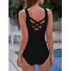 imageAmerican Trends One Piece Swimsuit Women Criss Cross Back Color Block Print Bathing Suits Athletic Modest SwimwearB Starry Sky
