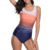 imageAmerican Trends One Piece Swimsuit Women Criss Cross Back Color Block Print Bathing Suits Athletic Modest SwimwearE Orange Gradient
