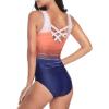 imageAmerican Trends One Piece Swimsuit Women Criss Cross Back Color Block Print Bathing Suits Athletic Modest SwimwearE Orange Gradient