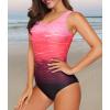 imageAmerican Trends One Piece Swimsuit Women Criss Cross Back Color Block Print Bathing Suits Athletic Modest SwimwearE Red
