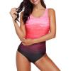 imageAmerican Trends One Piece Swimsuit Women Criss Cross Back Color Block Print Bathing Suits Athletic Modest SwimwearE Red