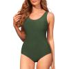 imageAmerican Trends One Piece Swimsuit Women Criss Cross Back Color Block Print Bathing Suits Athletic Modest SwimwearR Dark Green