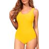 imageAmerican Trends One Piece Swimsuit Women Criss Cross Back Color Block Print Bathing Suits Athletic Modest SwimwearSolid Yellow