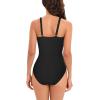 imageAmerican Trends Swimsuit Women One Piece Tummy Control Bathing Suit for Women Modest V Neck Swimwear01 Black