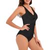 imageAmerican Trends Swimsuit Women One Piece Tummy Control Bathing Suit for Women Modest V Neck Swimwear01 Black