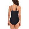 imageAmerican Trends Swimsuit Women One Piece Tummy Control Bathing Suit for Women Modest V Neck Swimwear01 Black White Stripes