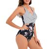 imageAmerican Trends Swimsuit Women One Piece Tummy Control Bathing Suit for Women Modest V Neck Swimwear01 Stripe Print