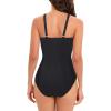 imageAmerican Trends Swimsuit Women One Piece Tummy Control Bathing Suit for Women Modest V Neck Swimwear01 White Dot