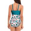 imageAmerican Trends Swimsuit Women One Piece Tummy Control Bathing Suit for Women Modest V Neck Swimwear03 Blue Pink Print
