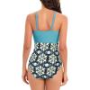 imageAmerican Trends Swimsuit Women One Piece Tummy Control Bathing Suit for Women Modest V Neck Swimwear04 Blue Green Print
