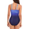 imageAmerican Trends Swimsuit Women One Piece Tummy Control Bathing Suit for Women Modest V Neck Swimwear06 Sky Blue Stripes