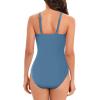 imageAmerican Trends Swimsuit Women One Piece Tummy Control Bathing Suit for Women Modest V Neck SwimwearBlue