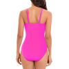 imageAmerican Trends Swimsuit Women One Piece Tummy Control Bathing Suit for Women Modest V Neck SwimwearRose Pink