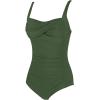 imageWomens Swimsuit One Piece Tummy Control Bathing Suit Ruched Vintage Push Up SwimwearArmy Green