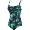 imageWomens Swimsuit One Piece Tummy Control Bathing Suit Ruched Vintage Push Up SwimwearGreen Leaves