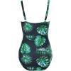 imageWomens Swimsuit One Piece Tummy Control Bathing Suit Ruched Vintage Push Up SwimwearGreen Leaves