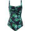 imageWomens Swimsuit One Piece Tummy Control Bathing Suit Ruched Vintage Push Up SwimwearGreen Leaves