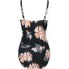 imageWomens Swimsuit One Piece Tummy Control Bathing Suit Ruched Vintage Push Up SwimwearPink Floral