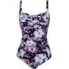 imageWomens Swimsuit One Piece Tummy Control Bathing Suit Ruched Vintage Push Up SwimwearPurple Flower