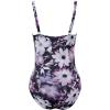 imageWomens Swimsuit One Piece Tummy Control Bathing Suit Ruched Vintage Push Up SwimwearPurple Flower