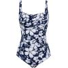 imageWomens Swimsuit One Piece Tummy Control Bathing Suit Ruched Vintage Push Up SwimwearWhite Flower