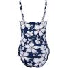 imageWomens Swimsuit One Piece Tummy Control Bathing Suit Ruched Vintage Push Up SwimwearWhite Flower