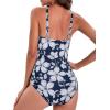 imageWomens Swimsuit One Piece Tummy Control Bathing Suit Ruched Vintage Push Up SwimwearWhite Flower