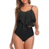 imageAmerican Trends High Waisted Tankini Swimsuits for Women Flounce Top Tummy Control Bathing Suits02 Black