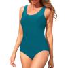 imageAmerican Trends One Piece Swimsuit Women Criss Cross Back Color Block Print Bathing Suits Athletic Modest SwimwearR Dark Blue