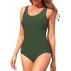 imageAmerican Trends One Piece Swimsuit Women Criss Cross Back Color Block Print Bathing Suits Athletic Modest SwimwearR Dark Green