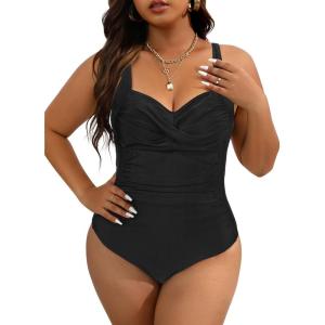 imageWomen Plus Size Bathing Suit Tummy Control Womens Swimsuits One Piece Plus Size Swimsuits Vintage Swimwear01 Black