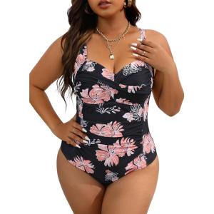 imageWomen Plus Size Bathing Suit Tummy Control Womens Swimsuits One Piece Plus Size Swimsuits Vintage Swimwear01 Pink Floral