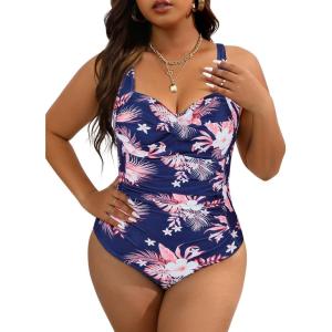 imageWomen Plus Size Bathing Suit Tummy Control Womens Swimsuits One Piece Plus Size Swimsuits Vintage Swimwear01 Pinkblue Print