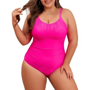 imageWomen Plus Size Bathing Suit Tummy Control Womens Swimsuits One Piece Plus Size Swimsuits Vintage SwimwearRose Red